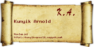 Kunyik Arnold névjegykártya